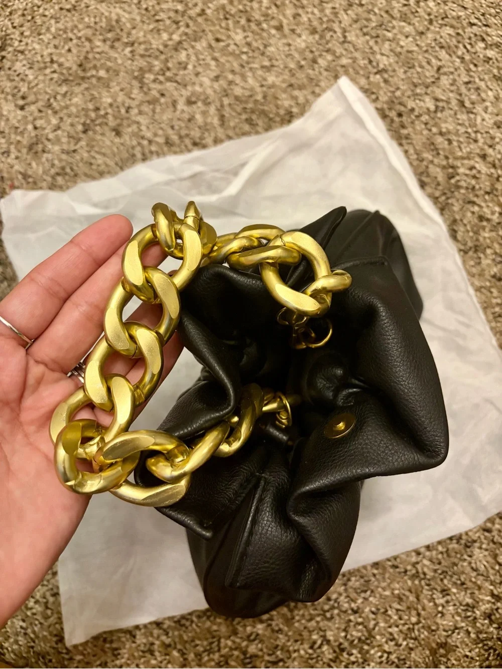 Urban Outfitters Black convertible Crossbody Pouch with Gold Chain Accent